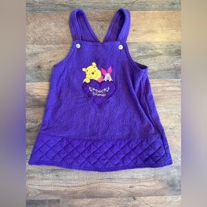 Vintage Purple Winnie the Pooh Overall Dress Featuring Pooh and Piglet
